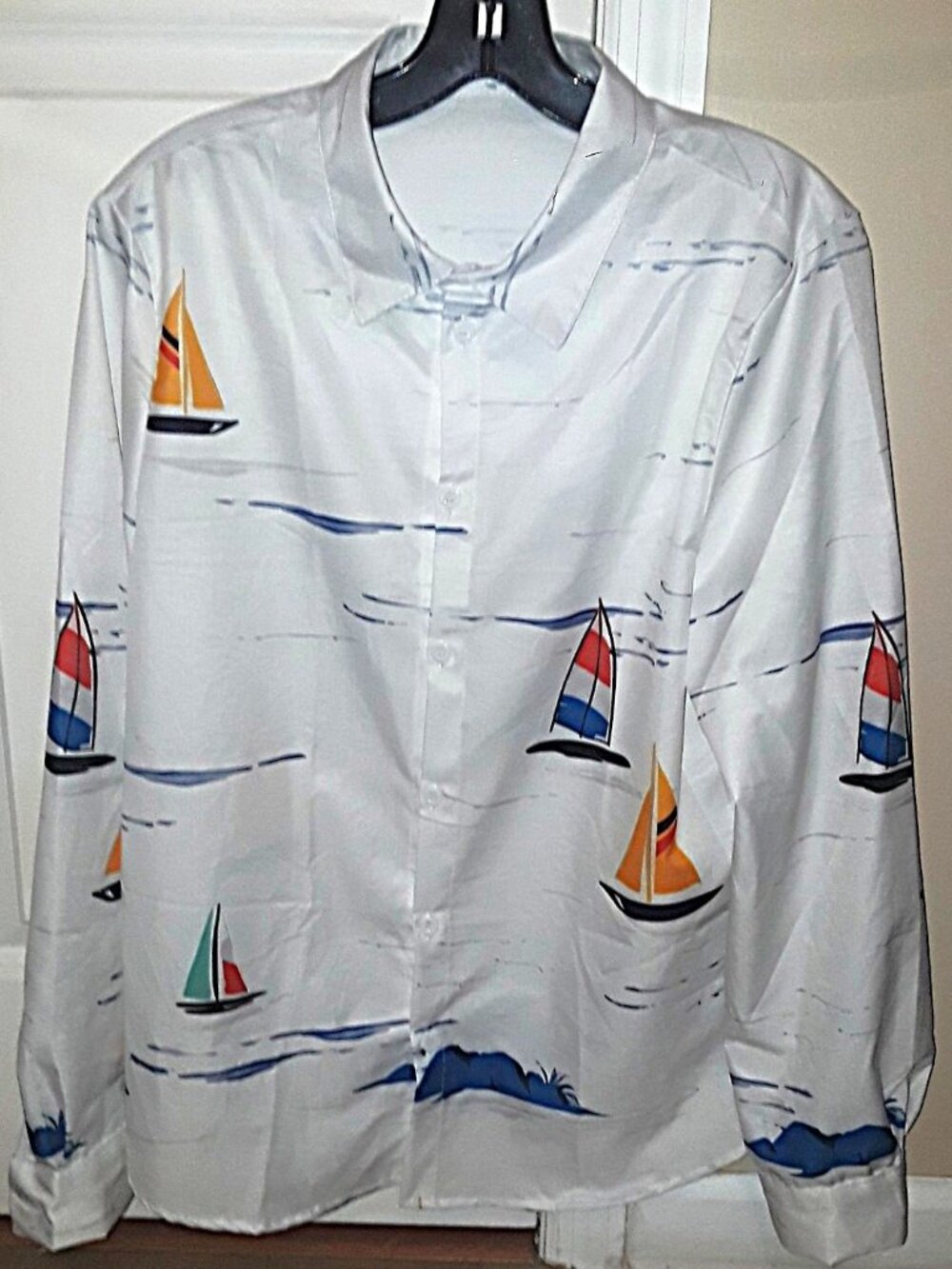 Greatest shirt blouse with sailboat print in vivid colors
